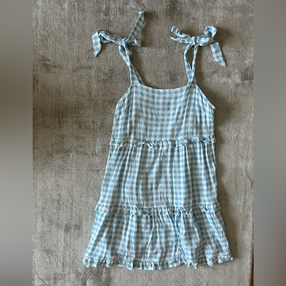 Forever 21 Blue and White checkered tie mini dress, size s, unworn condition